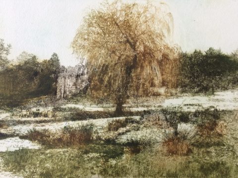6. ‘Weston Banqueting House in winter’ (drypoint)30 x 40 cms